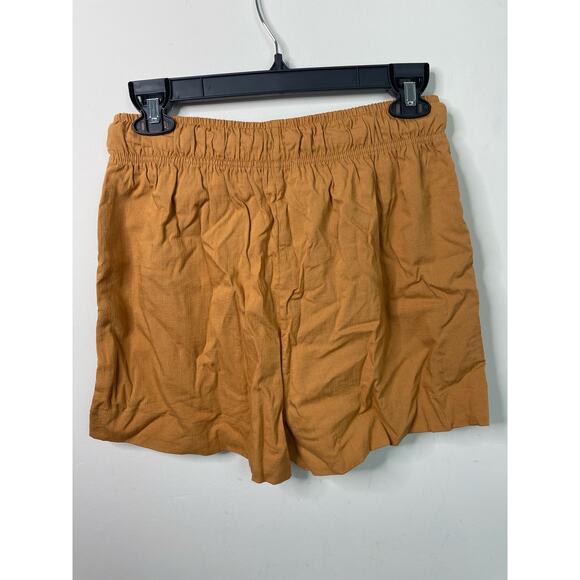 Evereve Mustard Yellow Elastic Waist Tie Front Shorts Size M - Picture 3 of 5